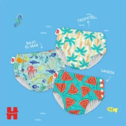 HLS Reusable Swimsuit Diaper Size 3-4 Tropical Trees -Baby Shower Store little swimmers hls reusable swimsuit diaper size 3 4 tropical trees 5