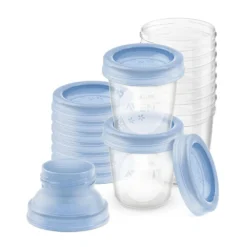 PHILIPS AVENT 10 Containers For Breast Milk 180ml+10 Caps+2 Adapters