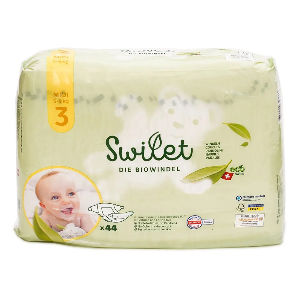 Ecological Diapers Swillet Size 3 Midi 44 Units 1 Ecological Diapers Swillet Size 3 Midi 44 Units