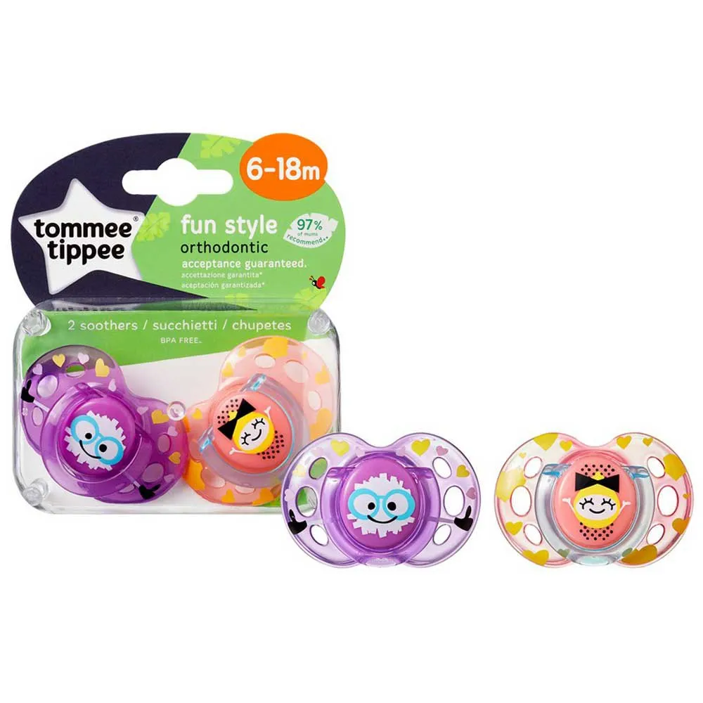 Tommee Tippee Fun Pacifiers X2 2 Tommee Tippee Fun Pacifiers X2 - Image 2