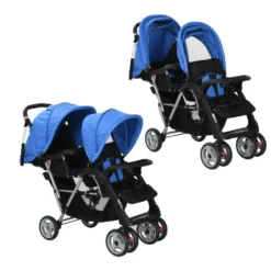 VIDAXL Tandem Stroller Steel